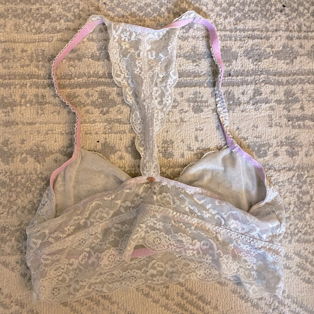 Victoria’s Secret PINK - bralette lace - size large - no padding - grey racer